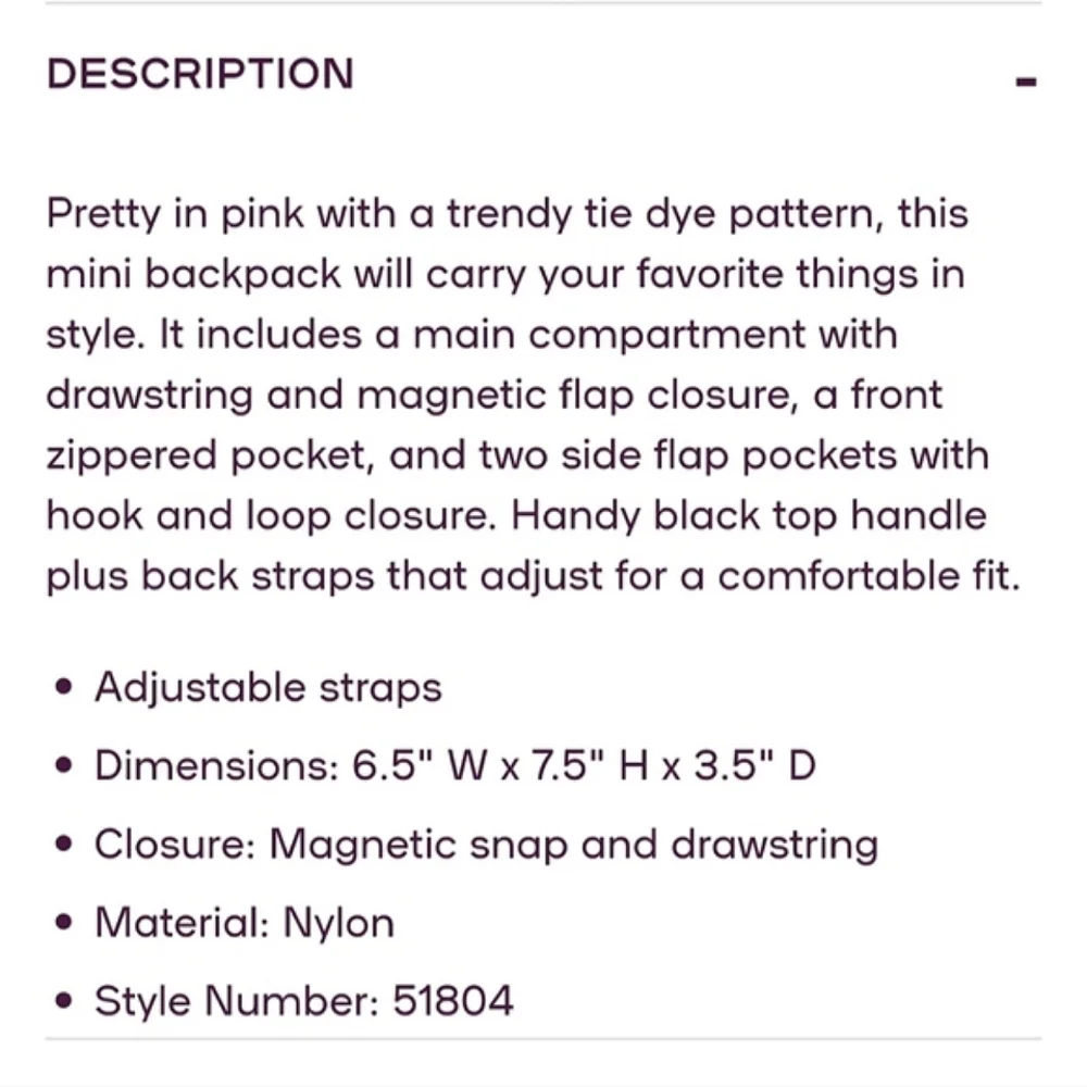 Claire's Pink Tie Dyed Mini Backpack Purse! NWT'S! 🩷🤍